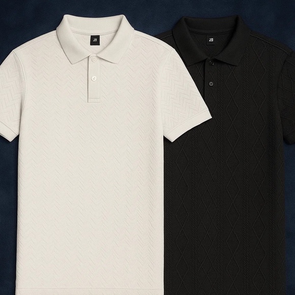 Manfinity 2-Pack Polo Shirts Black & White Size Medium - Picture 1 of 1